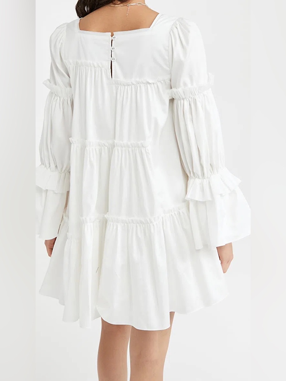 NWT Aje White Square Neck Ruffle Tiered Mini Dress Size 10 - Picture 8 of 14
